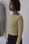 BASERANGE Ribbed Long Sleeve Top T-shirt TTVL Collection France BAS-TTVL-RB-AU23-HUILV Gray Green